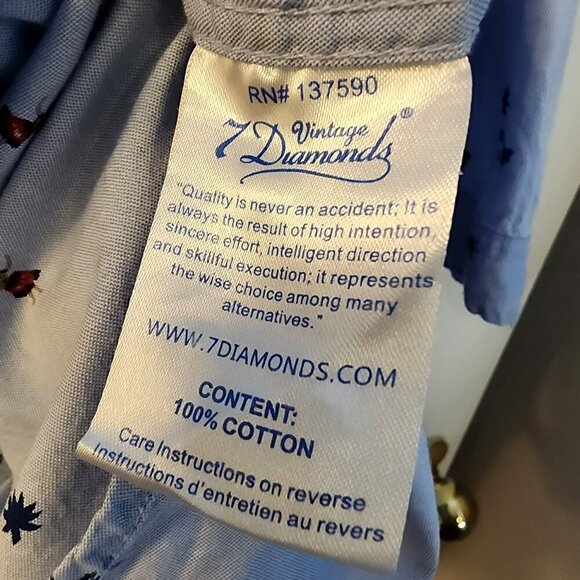 Vintage 7Diamonds Shirt Medium SMK-5111 Light Blue Cotton Palm Tree Hula Girl - Picture 4 of 8